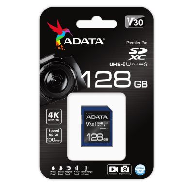 2. ADATA Premier Pro SDXC 128 GB Class 10 UHS-I/U3 V30