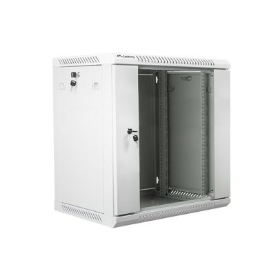 10. Szafa rack Lanberg WF01-6412-10S (12U; 635mm / 600mm / 450 mm; wisząca; Szklane; 19''; kolor szary)