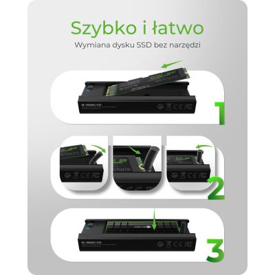 3. ICY BOX IB-180MC-C31 Obudowa SSD Czarny M.2