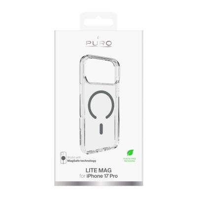 2. Etui Puro Lite Mag TPU+PC kompatybilne z MagSafe na iPhone 17 Pro - przezroczyste z szarym pierścieniem