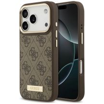 Etui Guess 4G Logo Plate MagSafe naiPhone 18 Pro / 17 Pro - brązowe