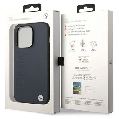 8. Etui BMW Leather Hot Stamp MagSafe na iPhone 14 Pro Max - granatowe