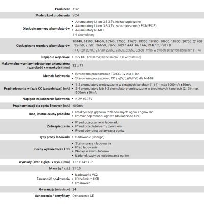 3. XTAR ŁADOWARKA DO AKUMULATORÓW CYLINDRYCZNYCH LI-ION VC4