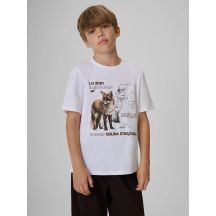 T-shirt regular z nadrukiem chłopięcy 4F 4FJKAW26TTSHM4452-10S