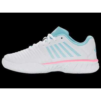 5. Sneakersy K-swiss EXPRSLIGHT3 HB PADEL WHITE/SOFT NEON BLUE/NEON BUBLE GUM-M (98900-146-M)