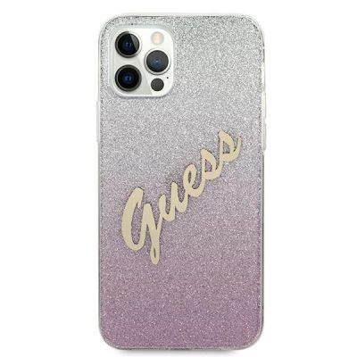 3. Etui Guess Glitter Gradient Script na iPhone 12 / iPhone 12 Pro - różowe