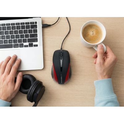 7. Mysz Esperanza Sirius EM102R (optyczna; 800 DPI; kolor czarny)