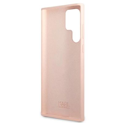 7. Etui Karl Lagerfeld Silicone Ikonik Karl & Choupette na Samsung Galaxy S22 Ultra - jasnoróżowe