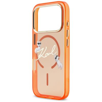 6. Etui Karl Lagerfeld IML Choupettes Karl  Script Logo MagSafe na iPhone 17 Pro Max - pomarańczowe