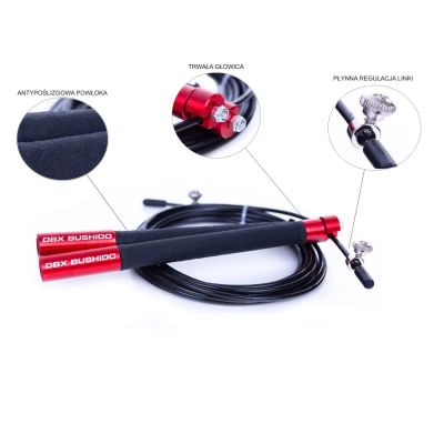 6. Skakanka aluminiowa z łożyskami, 3-metrowa | czerwona | SK54