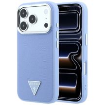 Etui Guess Grained Triangle Logo MagSafe na iPhone 18 Pro Max / 17 Pro Max - niebieskie