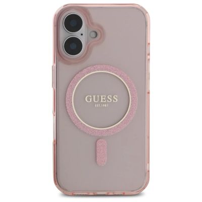 3. Guess GUHMP16SHFGEREP iPhone 16 6.1"      różowy/pink hardcase IML Glitter Circle MagSafe