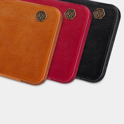 12. Nillkin Qin skórzana kabura etui Xiaomi Redmi Note 9T 5G brązowy