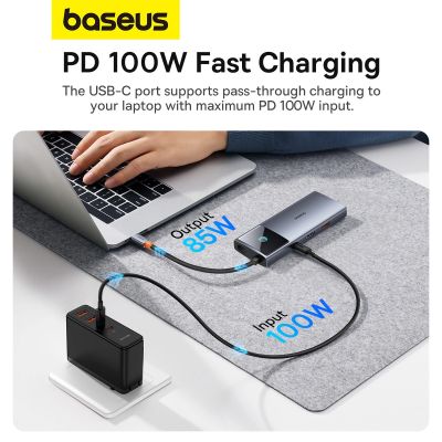 16. HUB USB 6w1 Baseus Metal Gleam Series II USB-A/USB-C/USB-C PD/HDMI/RJ45 - czarny