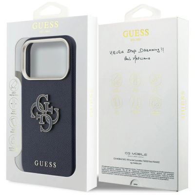 8. Etui Guess FW Resin Logo na iPhone 17 Pro - niebieskie