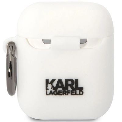 2. Etui Karl Lagerfeld Silicone Karl&Choupette na AirPods 1/2 - białe