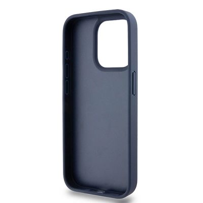 7. Etui DKNY Leather Mono Stripe & Metal Logo na iPhone 15 Pro - niebieskie