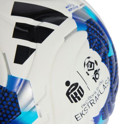 7. Piłka nożna adidas Ekstraklasa 26/27 Mini biało-niebieska KE5150