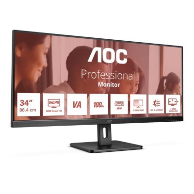 5. AOC U34E2M monitor komputerowy 86,4 cm (34") 3440 x 1440 px Wide Quad HD Czarny