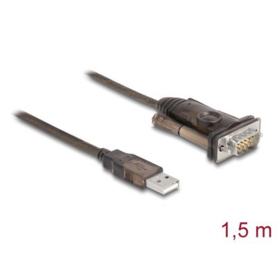 3. DeLOCK Adapter USB 2.0 Typu-A na 1 x szeregowy RS-232 D-Sub 9-pinowy męski ze śrubami, 1,5 m