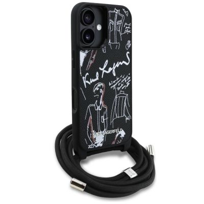 3. Etui Karl Lagerfeld Crossbody Grained Pattern & Logo do iPhone 16 - czarne