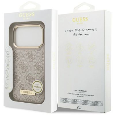 8. Etui Guess 4G Logo Plate MagSafe na iPhone 17 Pro - różowe