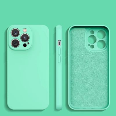 2. Silicone case etui Samsung Galaxy A14 5G / Galaxy A14 silikonowy pokrowiec miętowozielone
