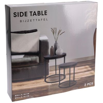 9. ZESTAW STOLIKÓW KAWOWYCH 2W1 BLAT DREWNIANY 38/43CM