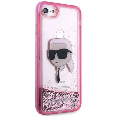 4. Etui Karl Lagerfeld Glitter Karl's Head na iPhone 7 / 8 / SE 2020 / SE 2022 - różowe