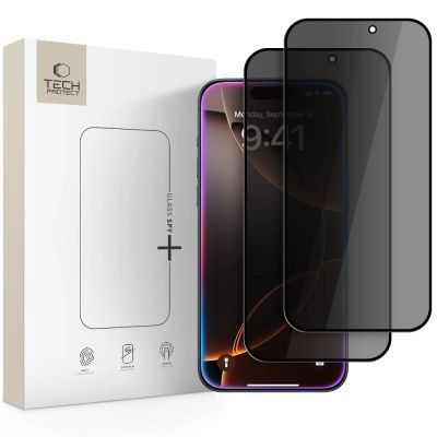 Szkło prywatyzujące Tech-Protect Glass Spy+ 2-pack na iPhone 16 Pro / 17 / 17 Pro