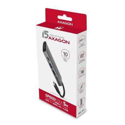 2. Axagon HMC-5G2 stacja dokująca USB 3.2 Gen 2 (3.1 Gen 2) Type-C Szary