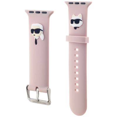 4. Pasek Karl Lagerfeld 3D Rubber Karl&Choupette Heads na Apple Watch 38/40/41mm - różowy