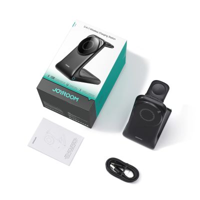 3. Ładowarka bezprzewodowa Joyroom JR-W15 3 w 1 stacja ładująca z MagSafe - czarna