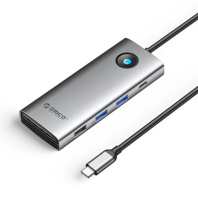 Stacja dokująca USB-C Orico PW11 8w1 2x USB-A 3.0 1x USB-A 2.0 1x USB-C 3.0 1x USB-C PD 100 W 1x HDMI 4K 60Hz 1x VGA 1080P 60Hz 1x RJ45 Gigabit Ethernet - szara