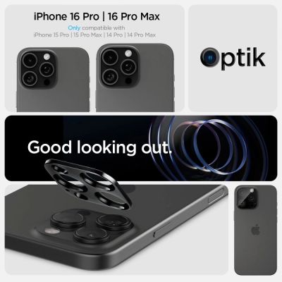 11. Osłona aparatu Spigen Optik.tR Camera Protector na iPhone 14 Pro / Pro Max / 15 Pro / Pro Max  / 16 Pro / Pro Max- czarna 2 szt.