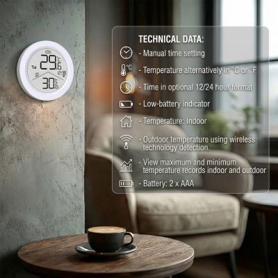 13. GREENBLUE BEZPRZEWODOWA STACJA POGODY, TEMPERATURA IN/OUT, ZEGAR, DO WYBORU °C / °F, ZASIĘG DO 60M GB162