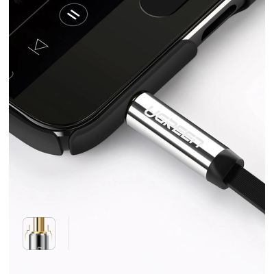 10. Ugreen płaski kabel przewód audio AUX 3,5 mm mini jack 3m srebrny (10728)