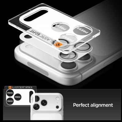 5. Szkło na obiektyw Spigen Optik Pro XL na iPhone 17 Pro - srebrne