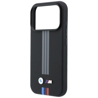 6. Etui BMW M Quadrille Kevlar Anthracite & Tricolor Print Lines MagSafe na iPhone 17 Pro / 18 Pro - czarne