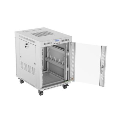 5. Szafa instalacyjna rack stojąca 19" 15U 600x800 szara drzwi szklane LCD Lanberg (Flat Pack) V2
