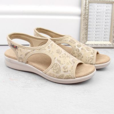 13. Sandały damskie wsuwane komfortowe beżowe Unisoft 7196