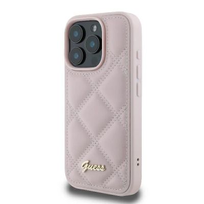 2. Etui Guess Quilted Metal Logo na iPhone 16 Pro - różowe
