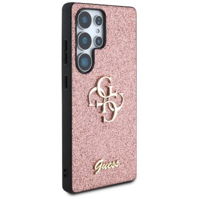 4. Etui Guess Fixed Glitter Big 4G Metal Logo do Samsung Galaxy S25 Ultra różowy