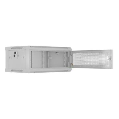 5. SZAFA INSTALACYJNA RACK WISZĄCA 19" 4U 600X450 SZARA DRZWI PERFOROWANE LANBERG (FLAT PACK)