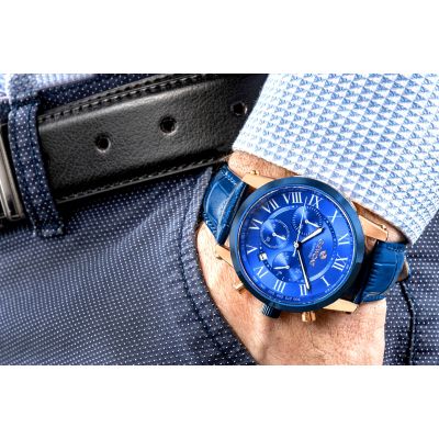 4. Zegarek Męski Giewont Chronograph Sapphire Miedziano Niebieski GW6260-A5