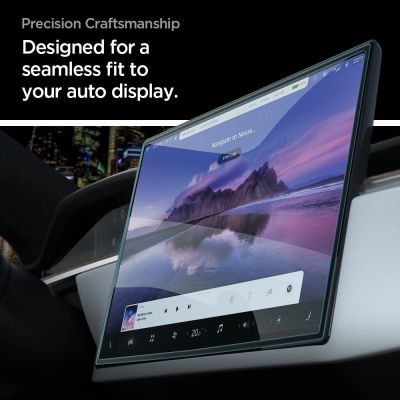 12. Szkło hartowane Spigen Glas.tR EZ Fit na Tesla Model X 2022 / Model S 2021 - czarne