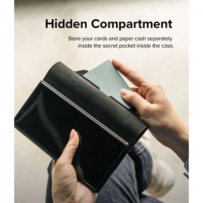 10. Ringke Folio Signature skórzane etui z klapką do Samsung Galaxy S22+ (S22 Plus) czarny (FSS118R262)