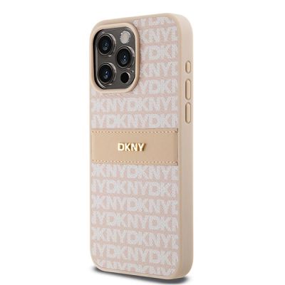 2. Etui DKNY Leather Mono Stripe & Metal Logo na iPhone 15 Pro Max - różowe