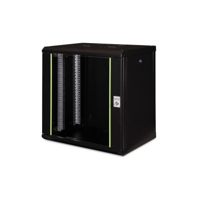 32. Szafa sieciowa wisząca Unique 19" 12U rack 600x450, drzwi szyba, czarny, niedzielona, złożona, 100kg