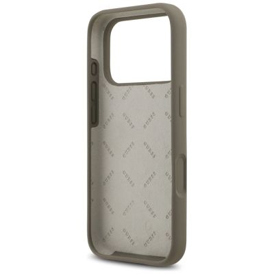 7. Etui Guess Silicone Big 4G Script na iPhone 17 Pro - brązowe